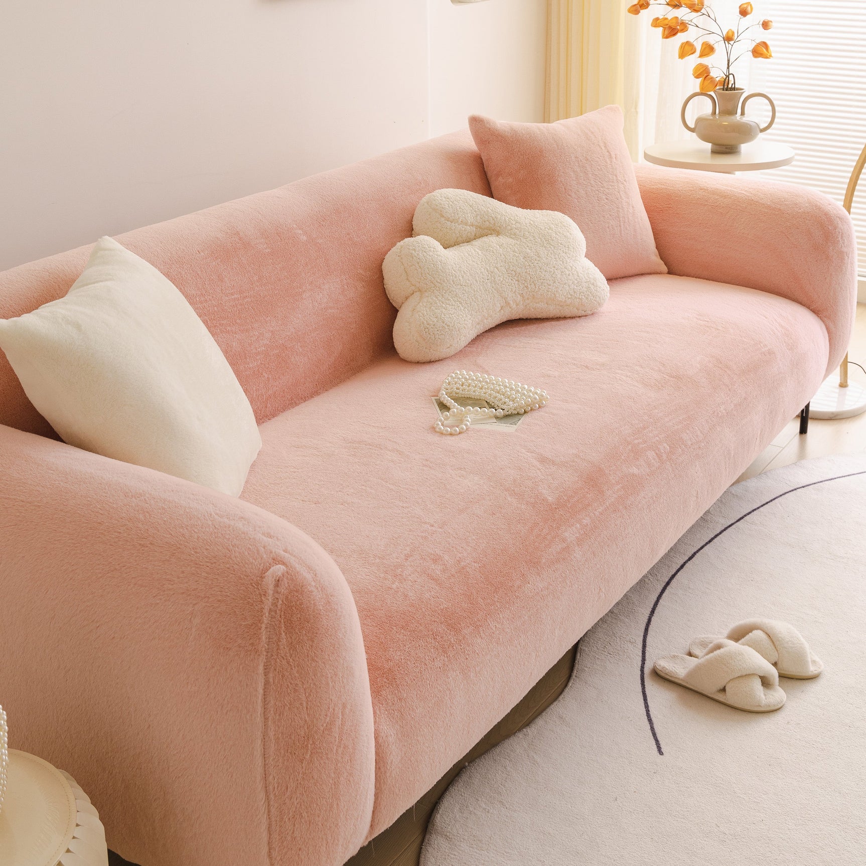Soft Plush Warm Sofa Cover Stretchable Cozy Velvet Couch Protector for Fall & Winter - Ornate Home