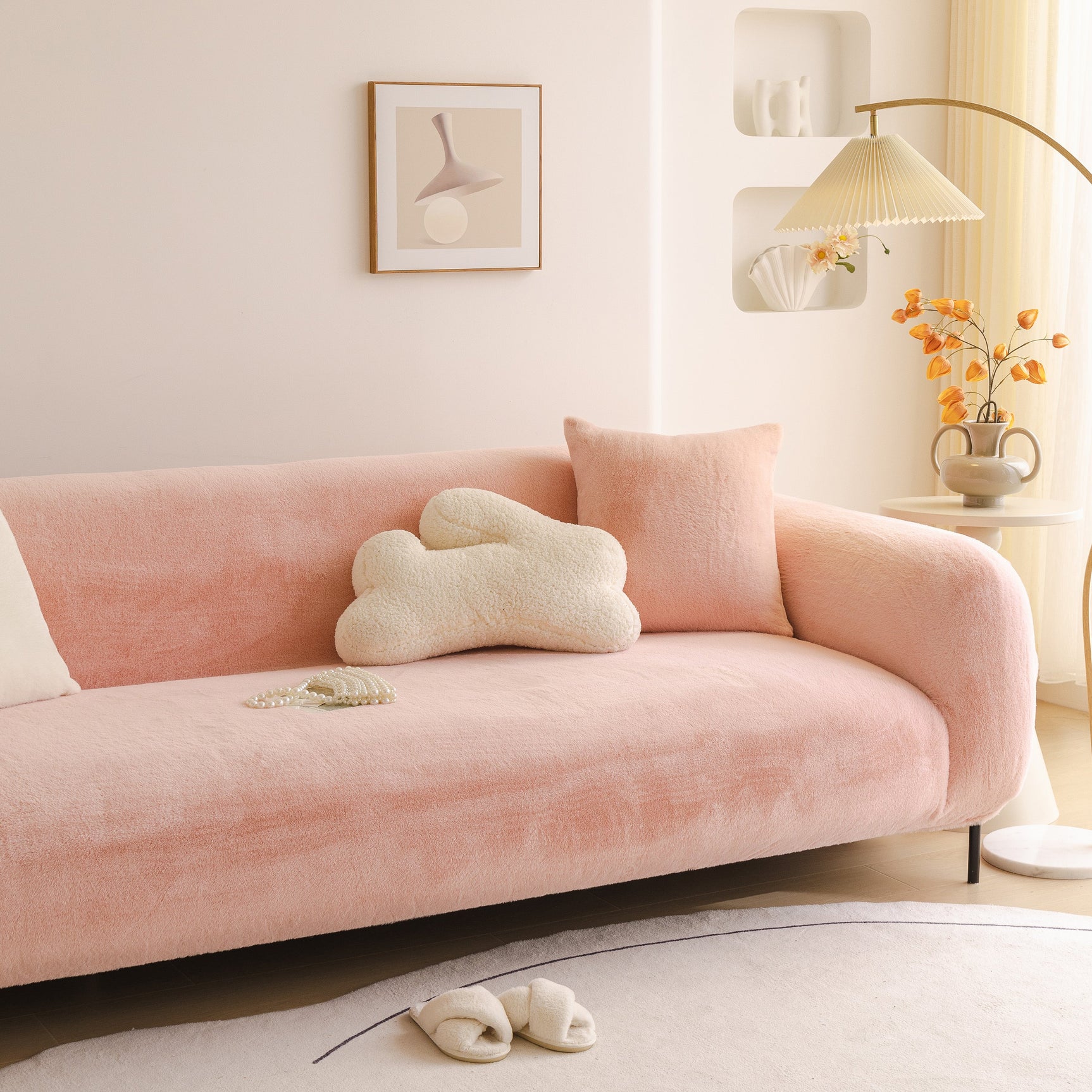 Soft Plush Warm Sofa Cover Stretchable Cozy Velvet Couch Protector for Fall & Winter - Ornate Home