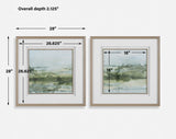 Soft Sage Green/White Abstract Landscape Prints (Set of 2) - Ornate Home