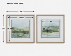 Soft Sage Green/White Abstract Landscape Prints (Set of 2) - Ornate Home