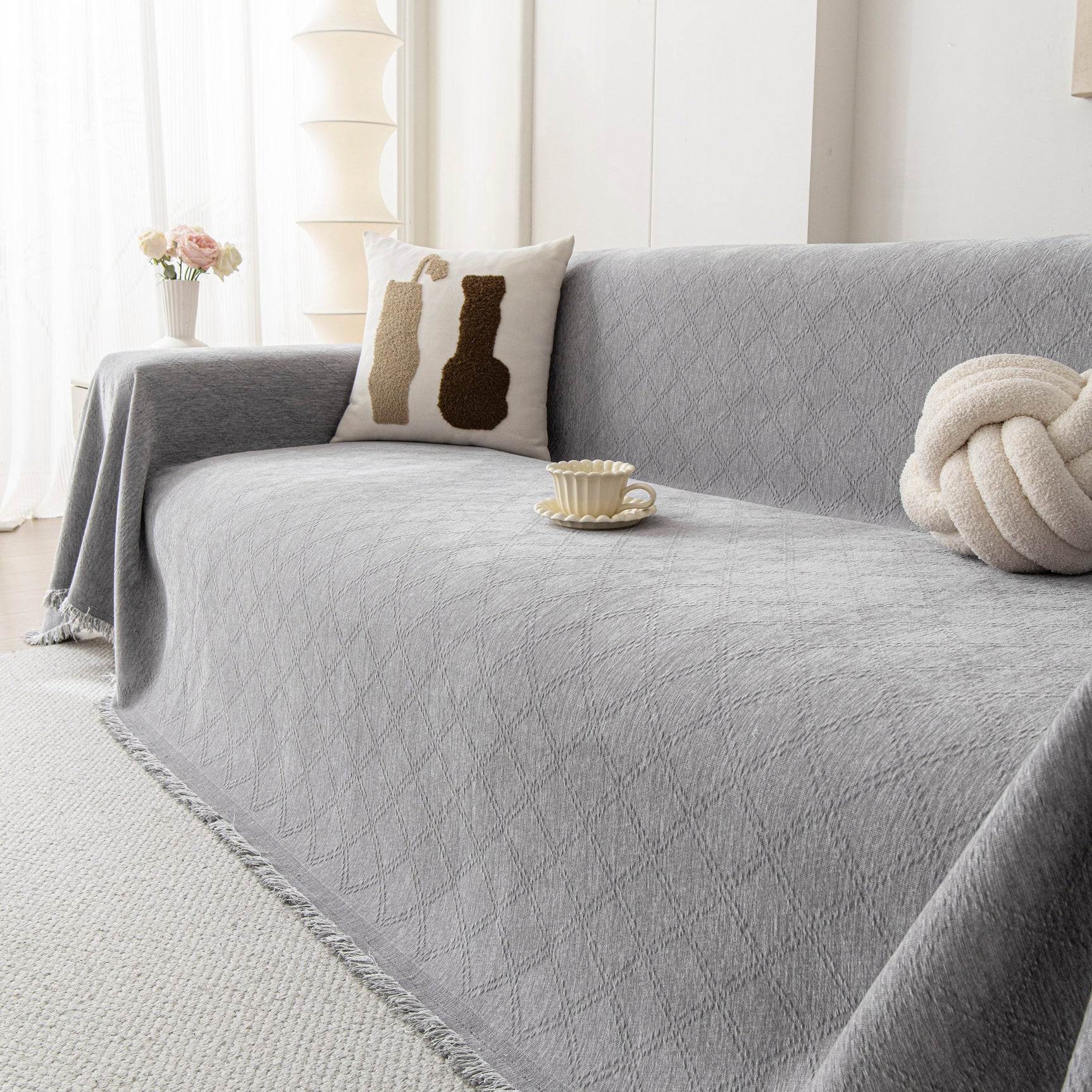 Soft Textured Couch Cover Slipcover Blanket, Modern Couch Covers for Dogs Washable - Ornate Home
