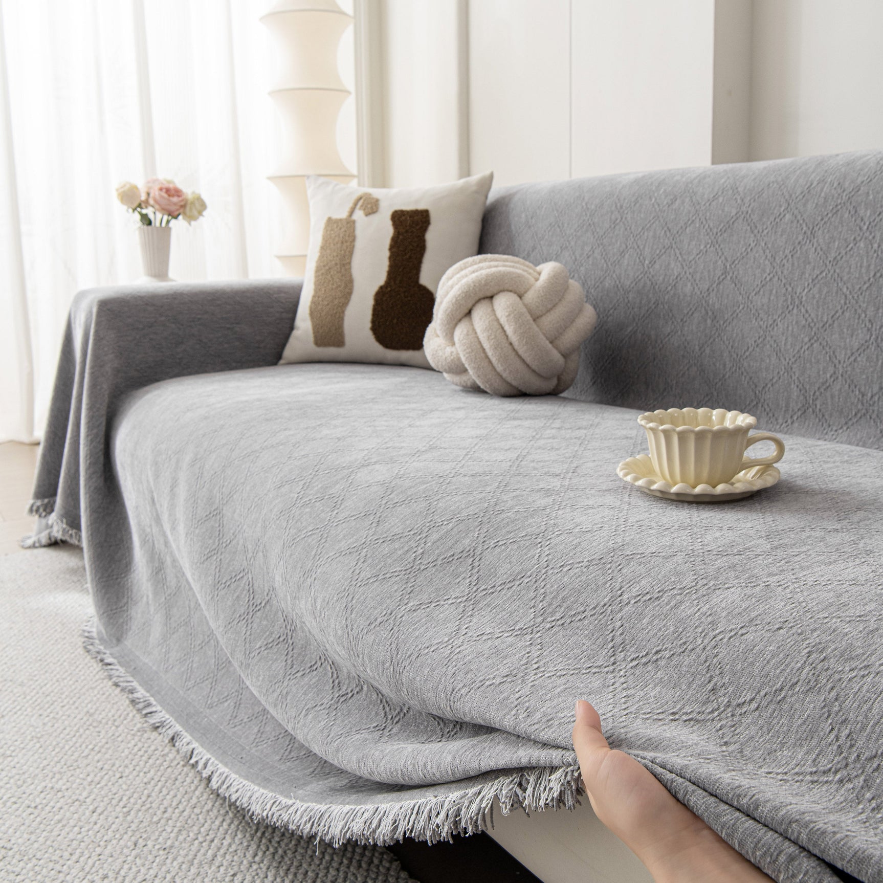 Soft Textured Couch Cover Slipcover Blanket, Modern Couch Covers for Dogs Washable - Ornate Home