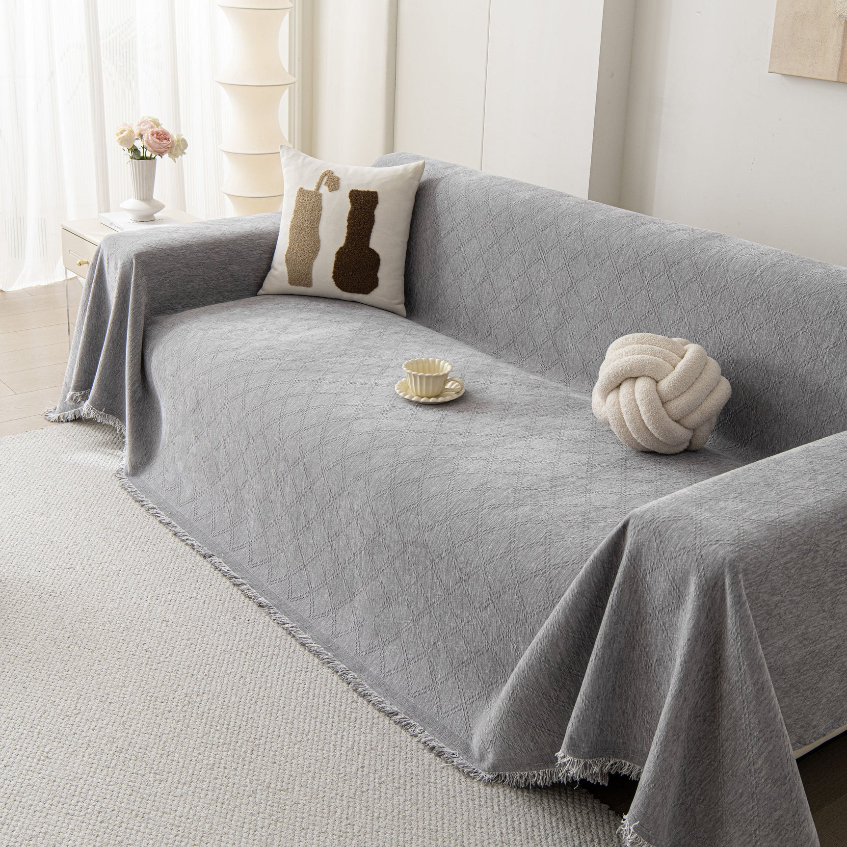 Soft Textured Couch Cover Slipcover Blanket, Modern Couch Covers for Dogs Washable - Ornate Home