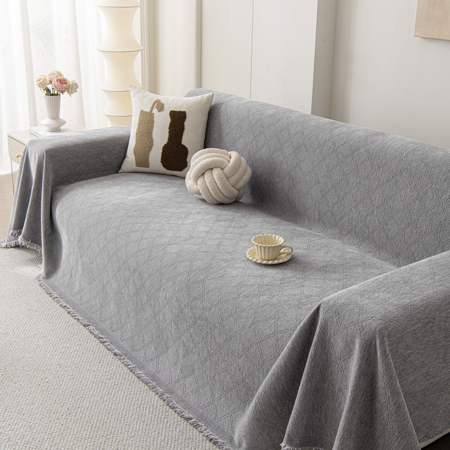 Soft Textured Couch Cover Slipcover Blanket, Modern Couch Covers for Dogs Washable - Ornate Home