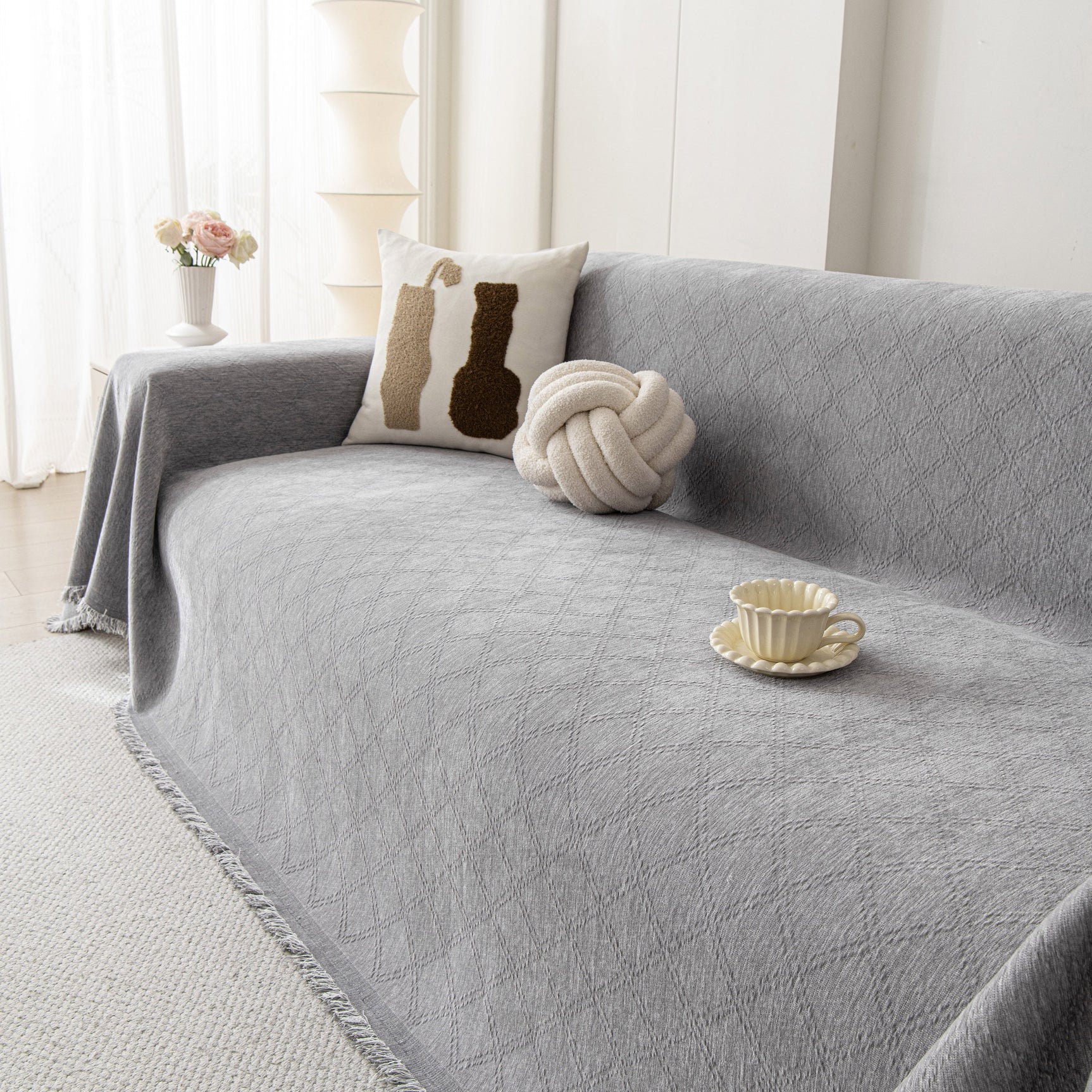 Soft Textured Couch Cover Slipcover Blanket, Modern Couch Covers for Dogs Washable - Ornate Home