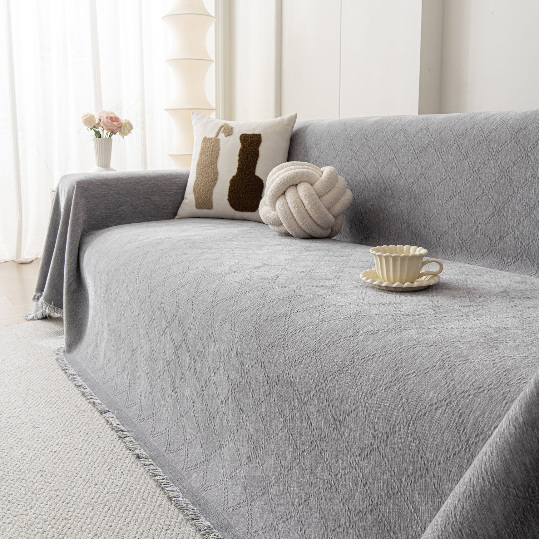 Soft Textured Couch Cover Slipcover Blanket, Modern Couch Covers for Dogs Washable - Ornate Home