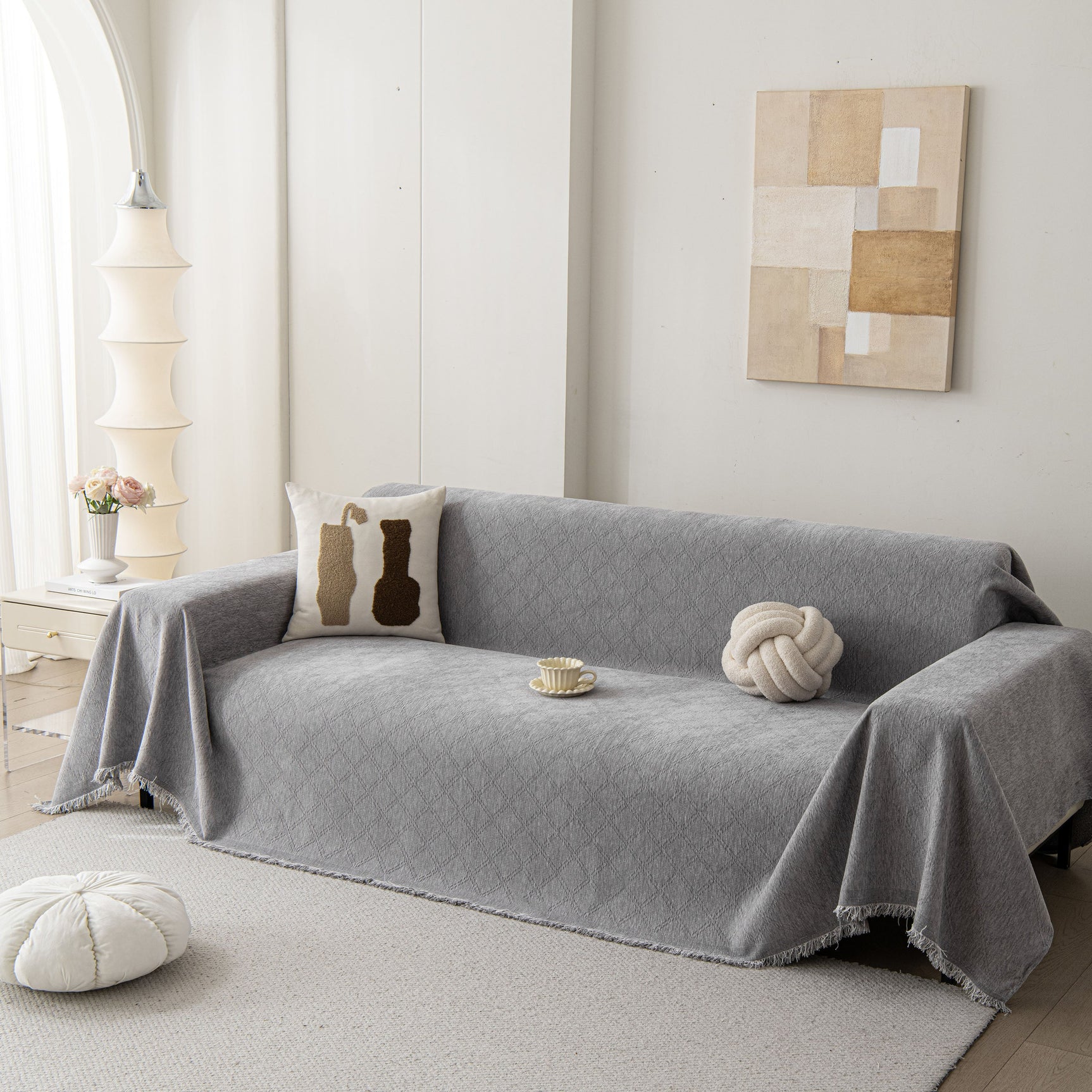 Soft Textured Couch Cover Slipcover Blanket, Modern Couch Covers for Dogs Washable - Ornate Home