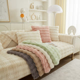Soft Thick Faux Fur Sofa Cover Stripe Fluffy Fuzzy Non-Slip Washable Couch Covers - Ornate Home
