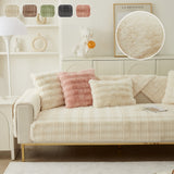 Soft Thick Faux Fur Sofa Cover Stripe Fluffy Fuzzy Non-Slip Washable Couch Covers - Ornate Home