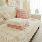Soft Thick Faux Fur Sofa Cover Stripe Fluffy Fuzzy Non-Slip Washable Couch Covers - Ornate Home