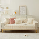 Soft Thick Faux Fur Sofa Cover Stripe Fluffy Fuzzy Non-Slip Washable Couch Covers - Ornate Home