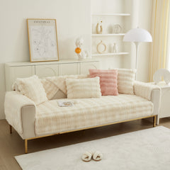 Soft Thick Faux Fur Sofa Cover Stripe Fluffy Fuzzy Non-Slip Washable Couch Covers - Ornate Home