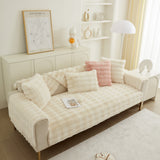 Soft Thick Faux Fur Sofa Cover Stripe Fluffy Fuzzy Non-Slip Washable Couch Covers - Ornate Home