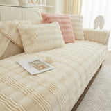 Soft Thick Faux Fur Sofa Cover Stripe Fluffy Fuzzy Non-Slip Washable Couch Covers - Ornate Home