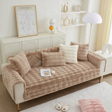 Soft Thick Faux Fur Sofa Cover Stripe Fluffy Fuzzy Non-Slip Washable Couch Covers - Ornate Home