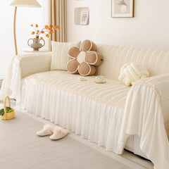 Soft Warm Flannel Couch Cover Throw Blanket with French Flounce, Beautiful Furniture Throws for Sofas - Ornate Home