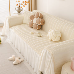 Soft Warm Flannel Couch Cover Throw Blanket with French Flounce, Beautiful Furniture Throws for Sofas - Ornate Home