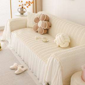 Soft Warm Flannel Couch Cover Throw Blanket with French Flounce, Beautiful Furniture Throws for Sofas - Ornate Home