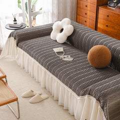 Soft Warm Flannel Couch Cover Throw Blanket with French Flounce, Beautiful Furniture Throws for Sofas - Ornate Home