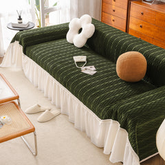 Soft Warm Flannel Couch Cover Throw Blanket with French Flounce, Beautiful Furniture Throws for Sofas - Ornate Home