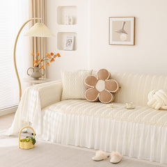 Soft Warm Flannel Couch Cover Throw Blanket with French Flounce, Beautiful Furniture Throws for Sofas - Ornate Home