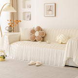 Soft Warm Flannel Couch Cover Throw Blanket with French Flounce, Beautiful Furniture Throws for Sofas - Ornate Home