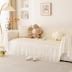 Soft Warm Flannel Couch Cover Throw Blanket with French Flounce, Beautiful Furniture Throws for Sofas - Ornate Home