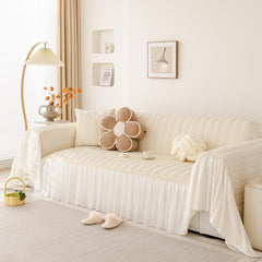 Soft Warm Flannel Couch Cover Throw Blanket with French Flounce, Beautiful Furniture Throws for Sofas - Ornate Home