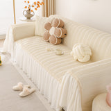 Soft Warm Flannel Couch Cover Throw Blanket with French Flounce, Beautiful Furniture Throws for Sofas - Ornate Home