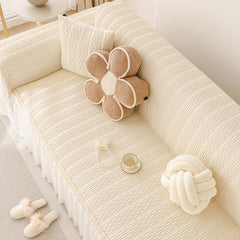 Soft Warm Flannel Couch Cover Throw Blanket with French Flounce, Beautiful Furniture Throws for Sofas - Ornate Home