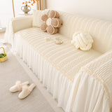 Soft Warm Flannel Couch Cover Throw Blanket with French Flounce, Beautiful Furniture Throws for Sofas - Ornate Home