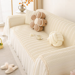 Soft Warm Flannel Couch Cover Throw Blanket with French Flounce, Beautiful Furniture Throws for Sofas - Ornate Home