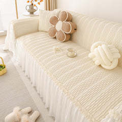Soft Warm Flannel Couch Cover Throw Blanket with French Flounce, Beautiful Furniture Throws for Sofas - Ornate Home