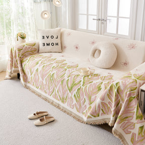 Soft Woven Leaf Couch Blanket, Pet-friendly Sectional Sofa Slipcover For Cats Dogs - Ornate Home