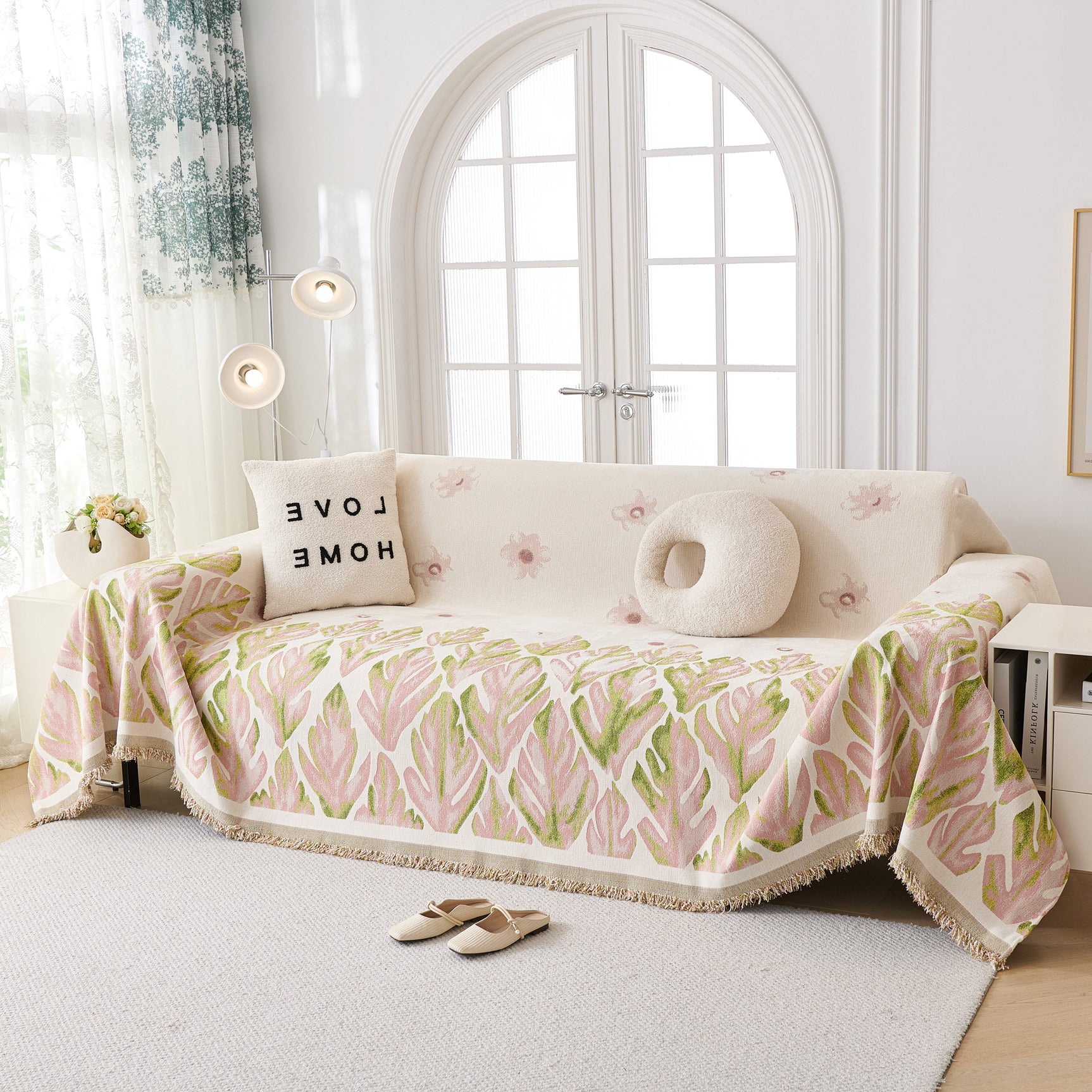 Soft Woven Leaf Couch Blanket, Pet-friendly Sectional Sofa Slipcover For Cats Dogs - Ornate Home