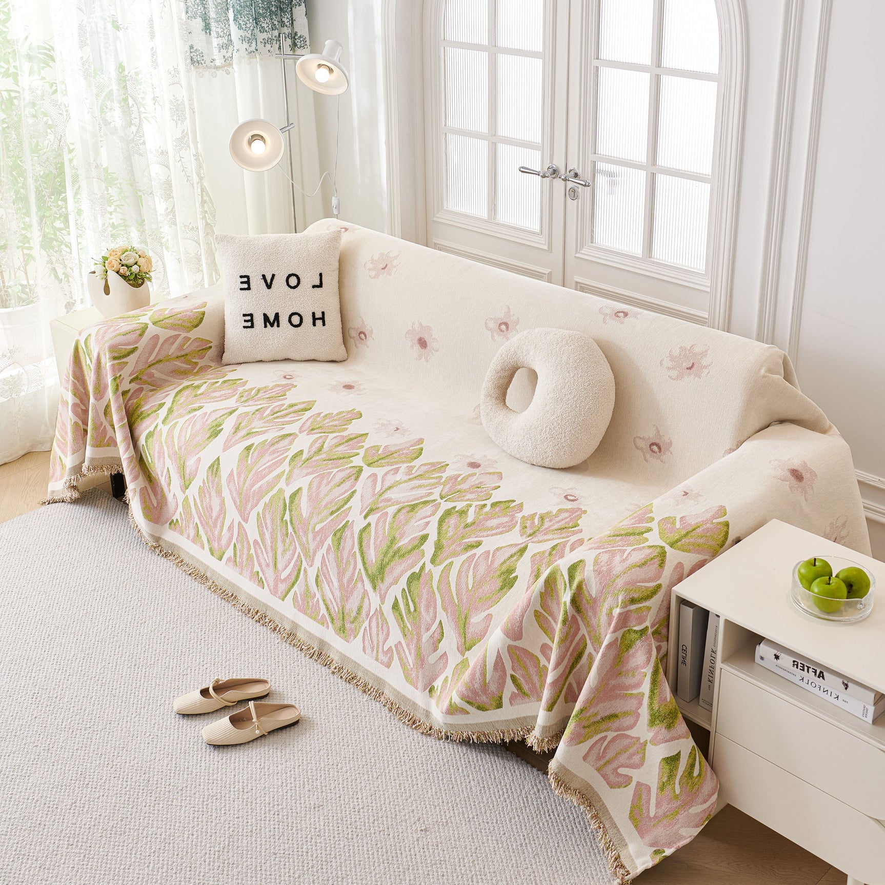 Soft Woven Leaf Couch Blanket, Pet-friendly Sectional Sofa Slipcover For Cats Dogs - Ornate Home