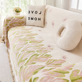 Soft Woven Leaf Couch Blanket, Pet-friendly Sectional Sofa Slipcover For Cats Dogs - Ornate Home
