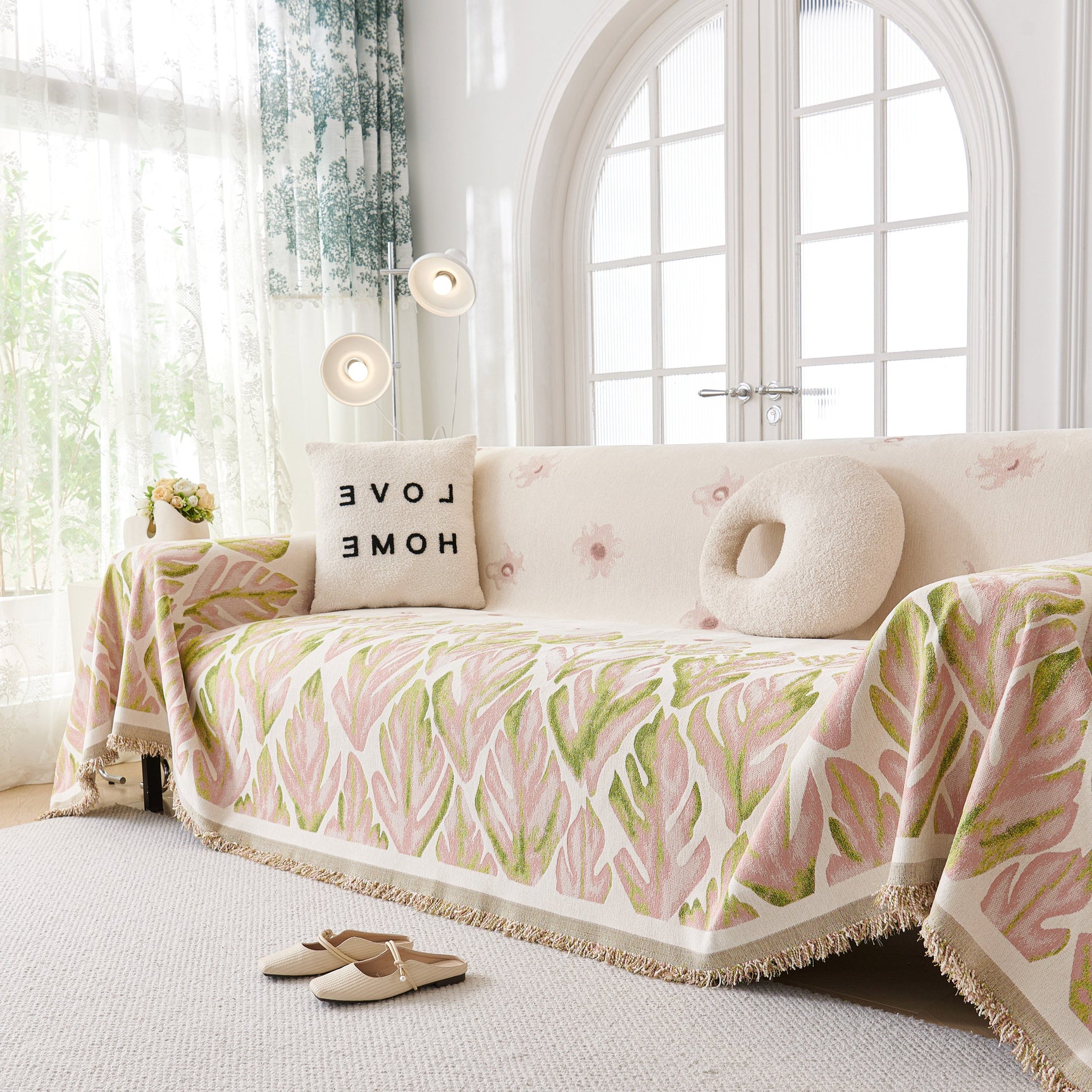 Soft Woven Leaf Couch Blanket, Pet-friendly Sectional Sofa Slipcover For Cats Dogs - Ornate Home