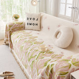 Soft Woven Leaf Couch Blanket, Pet-friendly Sectional Sofa Slipcover For Cats Dogs - Ornate Home