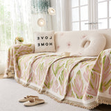 Soft Woven Leaf Couch Blanket, Pet-friendly Sectional Sofa Slipcover For Cats Dogs - Ornate Home