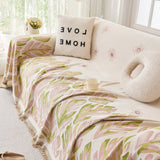 Soft Woven Leaf Couch Blanket, Pet-friendly Sectional Sofa Slipcover For Cats Dogs - Ornate Home