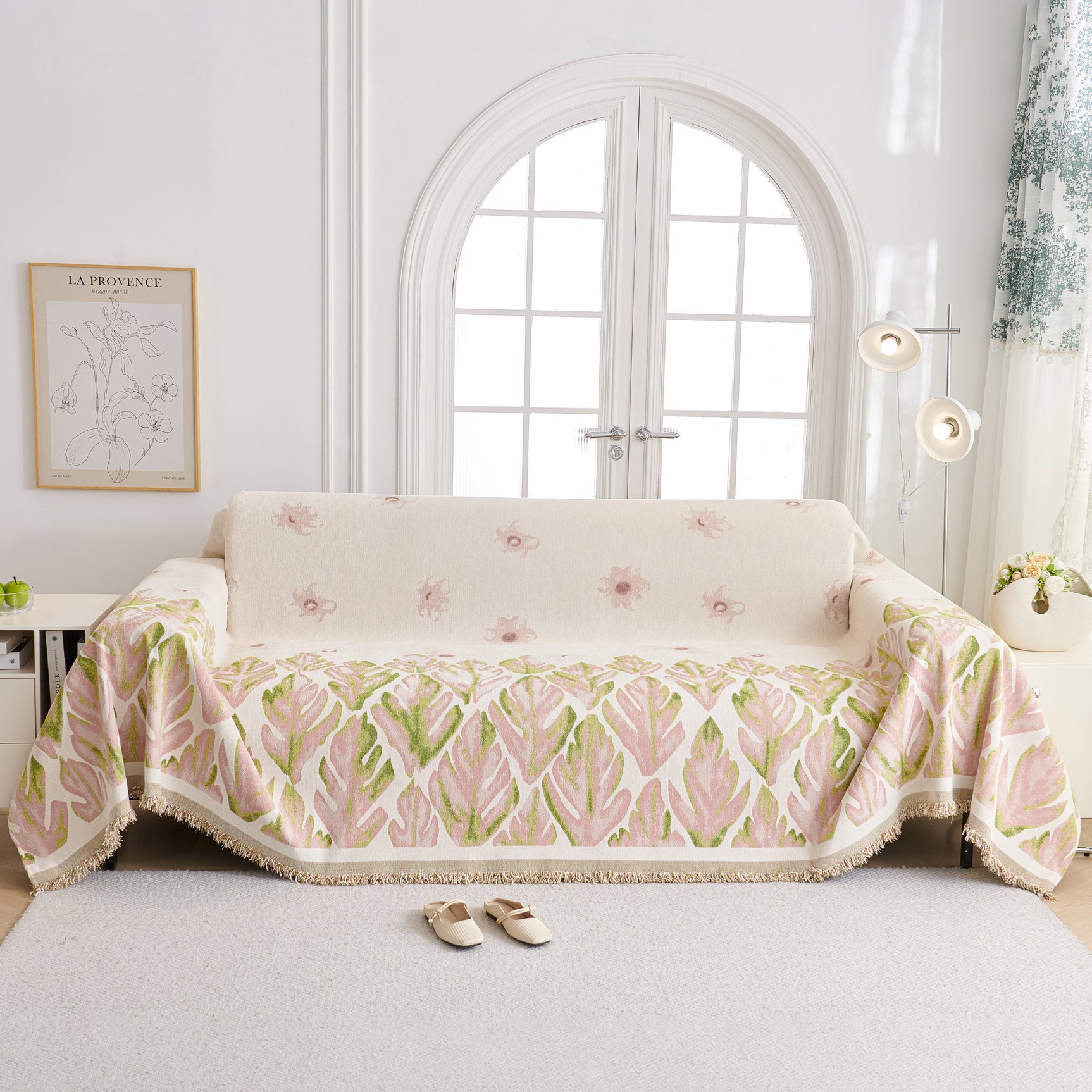 Soft Woven Leaf Couch Blanket, Pet-friendly Sectional Sofa Slipcover For Cats Dogs - Ornate Home