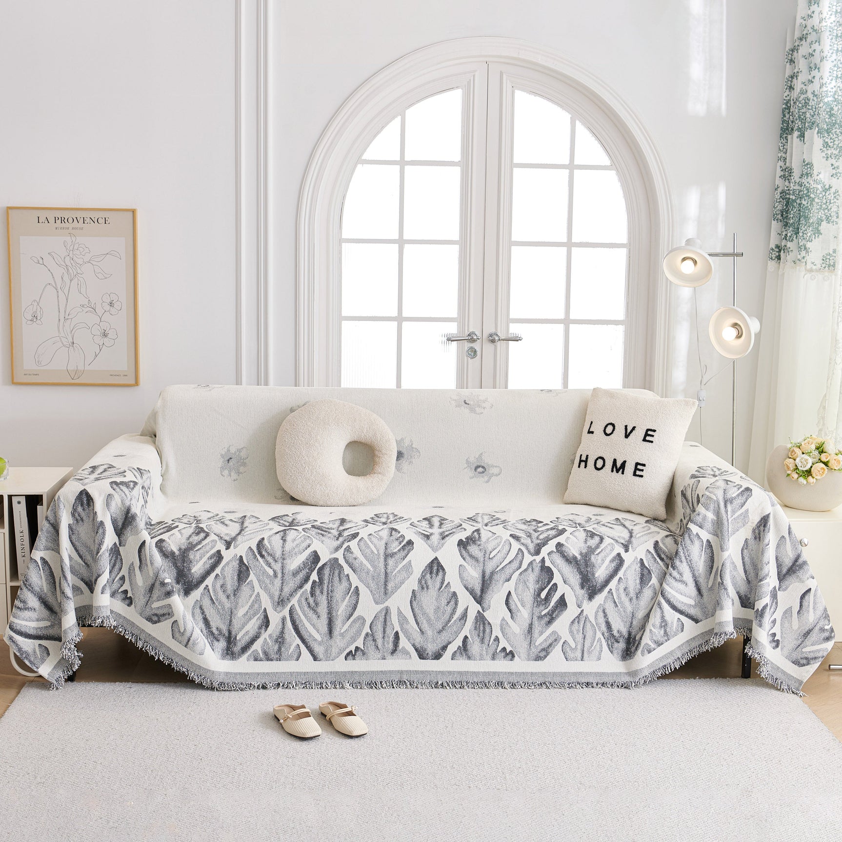 Soft Woven Leaf Couch Blanket, Pet-friendly Sectional Sofa Slipcover For Cats Dogs - Ornate Home