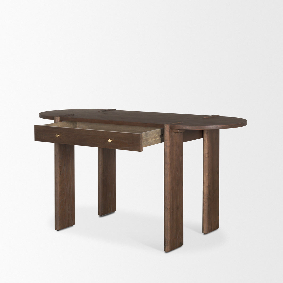Sohan Dark Brown Elm Wood Oblong Desk - Ornate Home