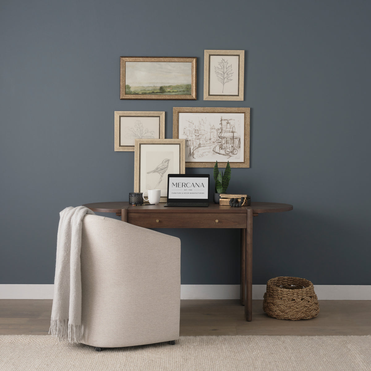 Sohan Dark Brown Elm Wood Oblong Desk - Ornate Home
