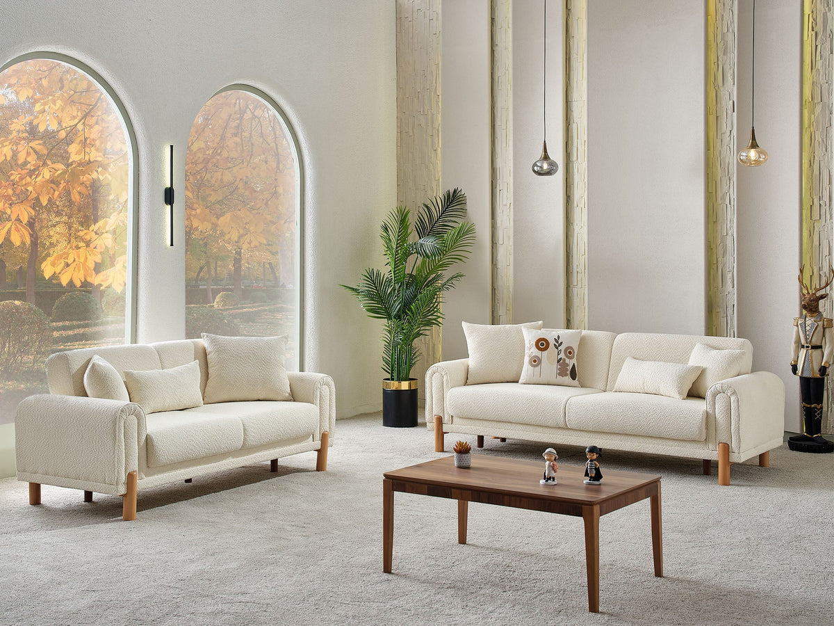 Soho Cream 3-pieces (Sofa & Loveseat & Chair) Living Room Set - Ornate Home