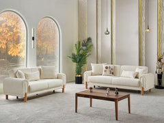 Soho Cream 3-pieces (Sofa & Loveseat & Chair) Living Room Set - Ornate Home