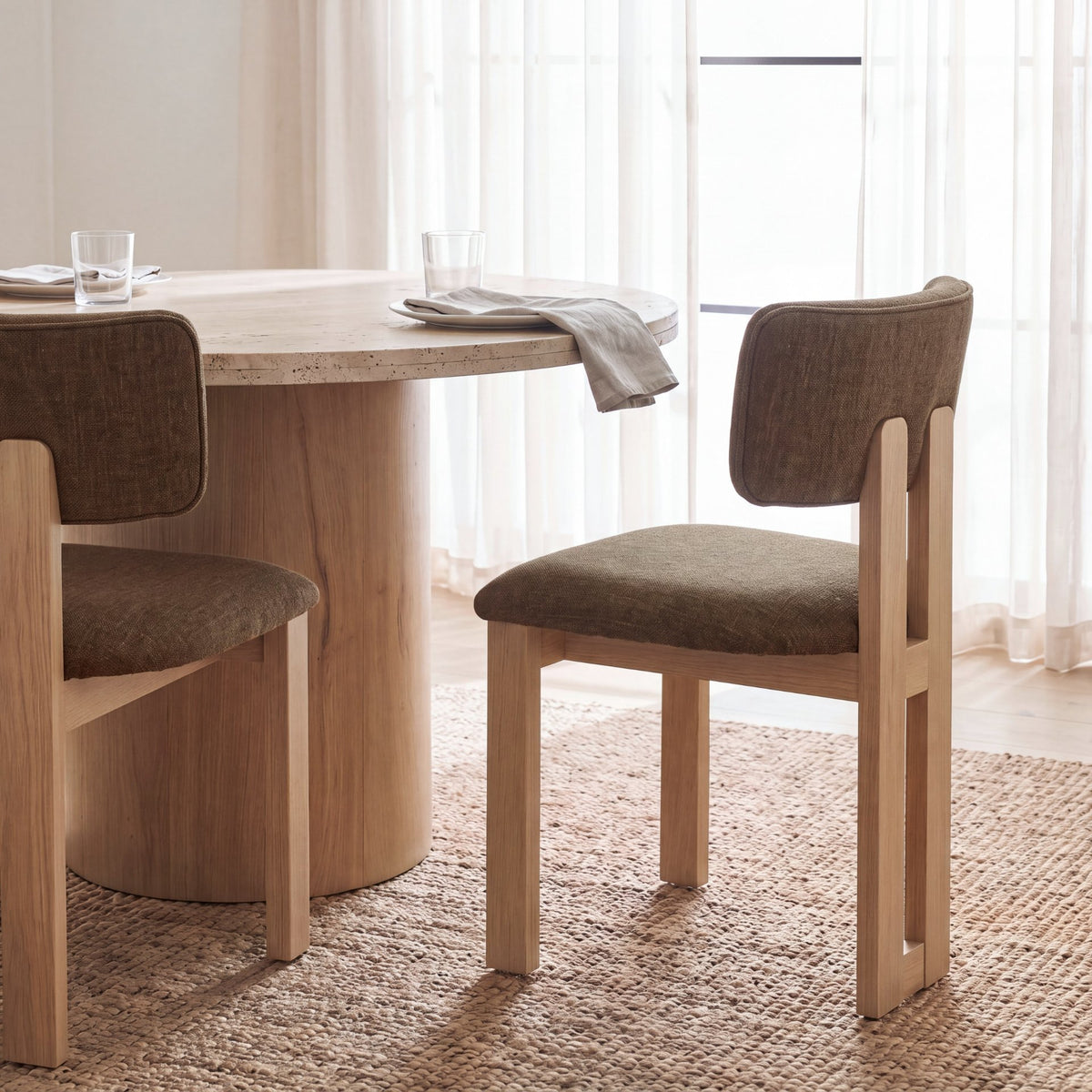 Soho Light Brown Open Back Dining Side Chair (Set of 2) - Ornate Home