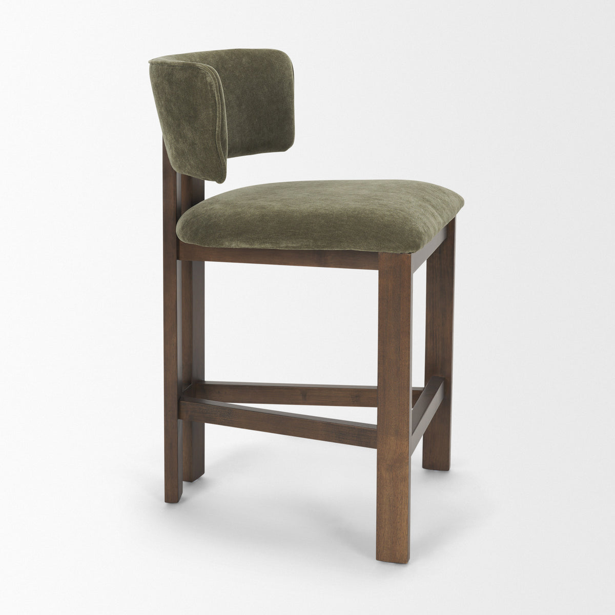 Soho Olive Curved Open Back Moss 008 Tripod Frame Counter Stool - Ornate Home