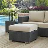 Sojourn Canvas Antique Beige Outdoor Patio Sunbrella Ottoman - Ornate Home